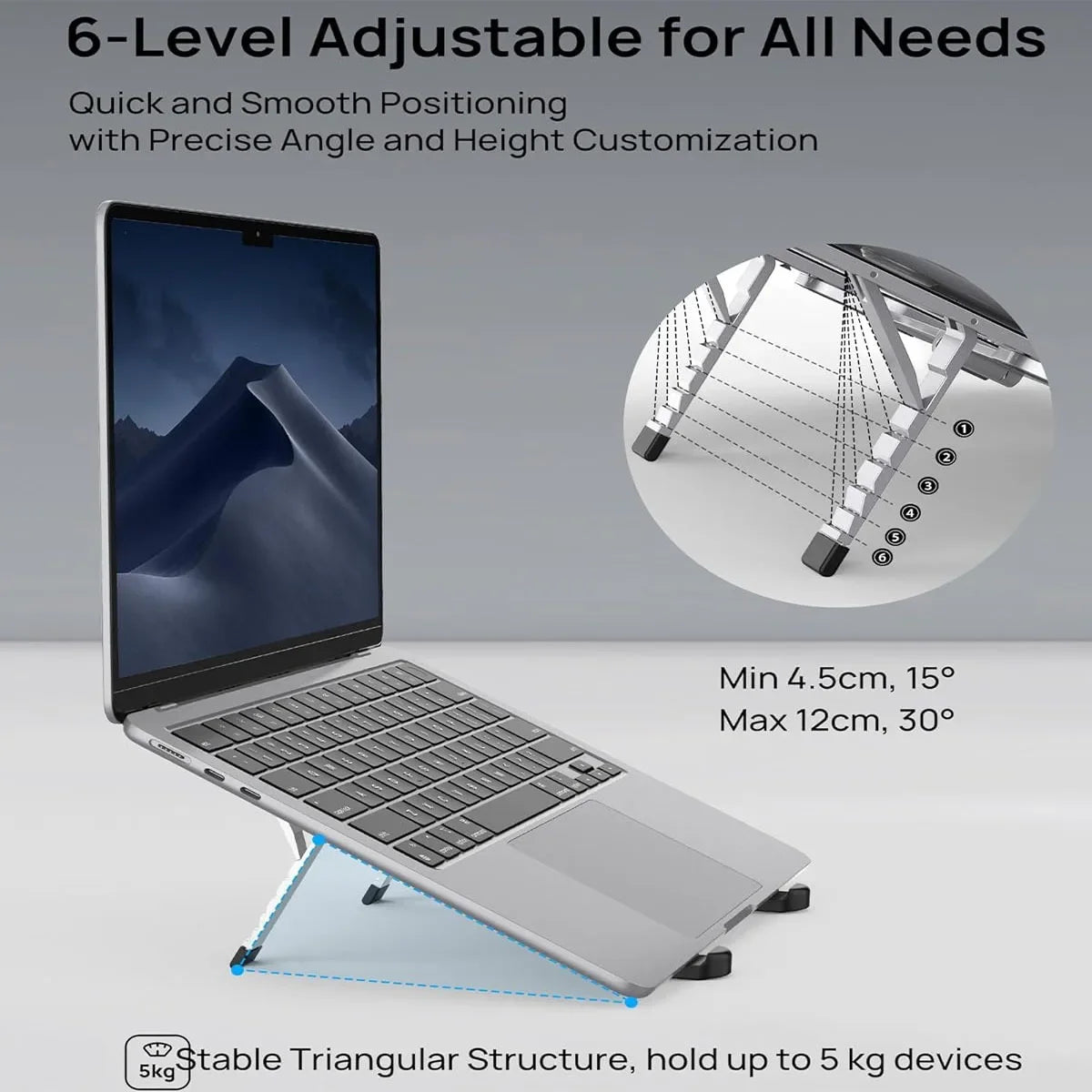 [Ultra Compact] Bi-Foldable Foldable & Portable Laptop Aluminum Stand for Desk, Lightweight Tablet Stand for Business Travel