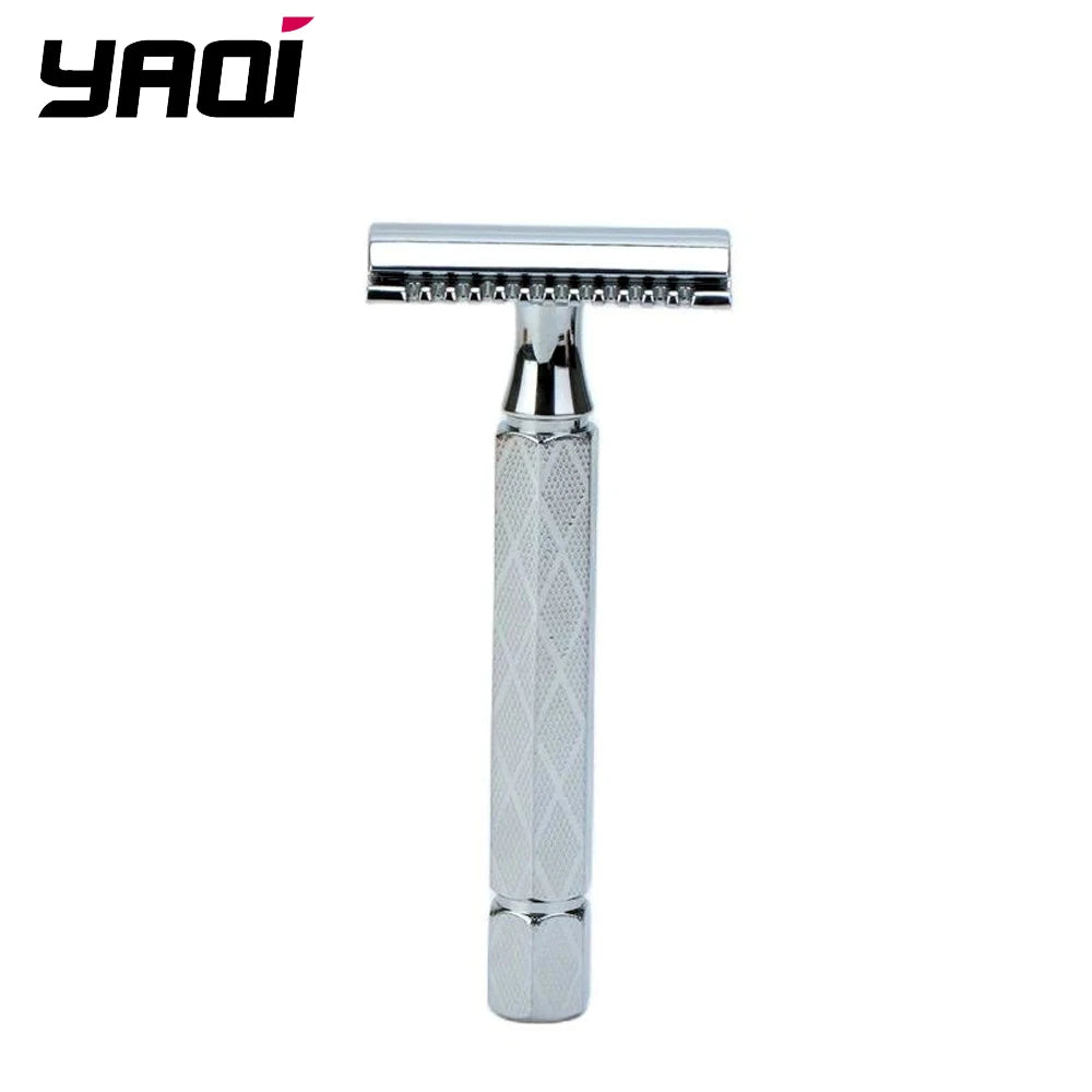 YAQI 12Mm Chrome Color Hexahedral Aluminum Handle Mens Shaving Safety Razor