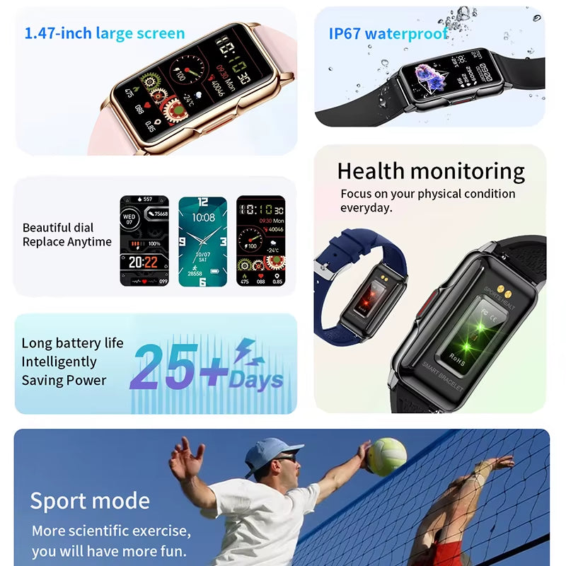 For Android IOS Smart Bracelet Women Smartwatch Men Heart Rate Blood Oxygen Waterproof Sport Smart Band Watch for Ladies +Gift