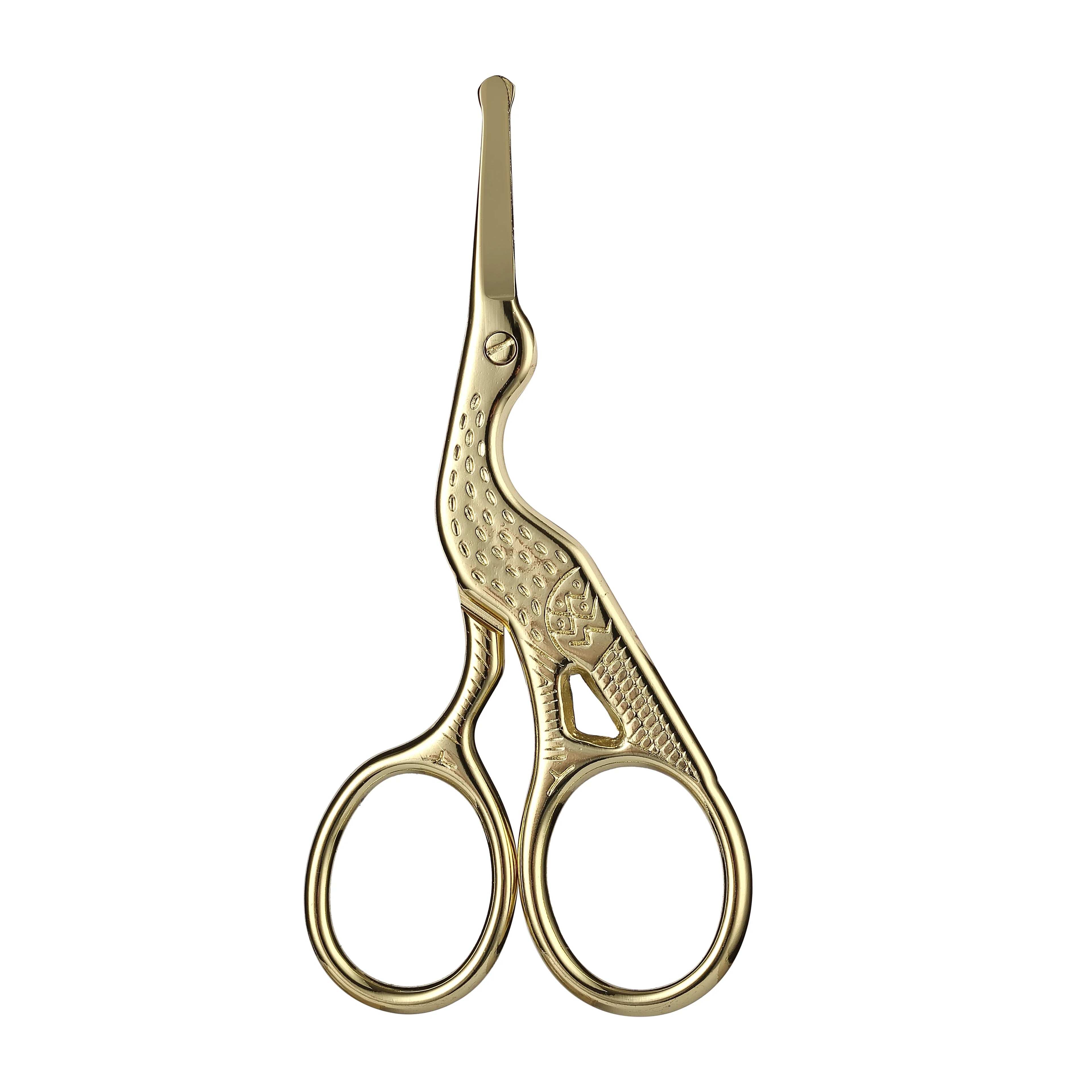 Round Head Stainless Steel Nose Hair Scissors Stork Type Beautyscissors for Eyebrows Nose Hair Beard Ear Hair Eyebrow Scissors
