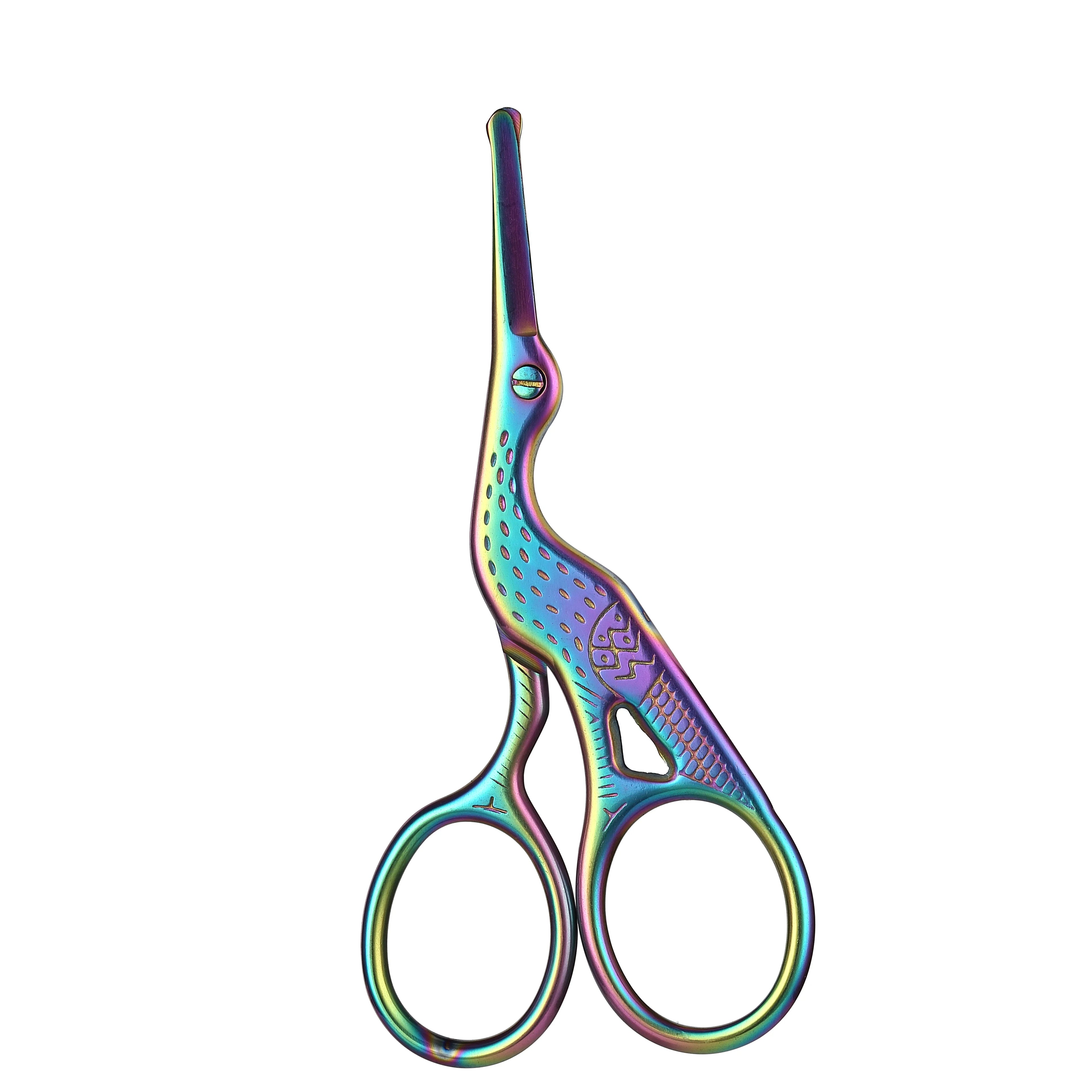 Round Head Stainless Steel Nose Hair Scissors Stork Type Beautyscissors for Eyebrows Nose Hair Beard Ear Hair Eyebrow Scissors