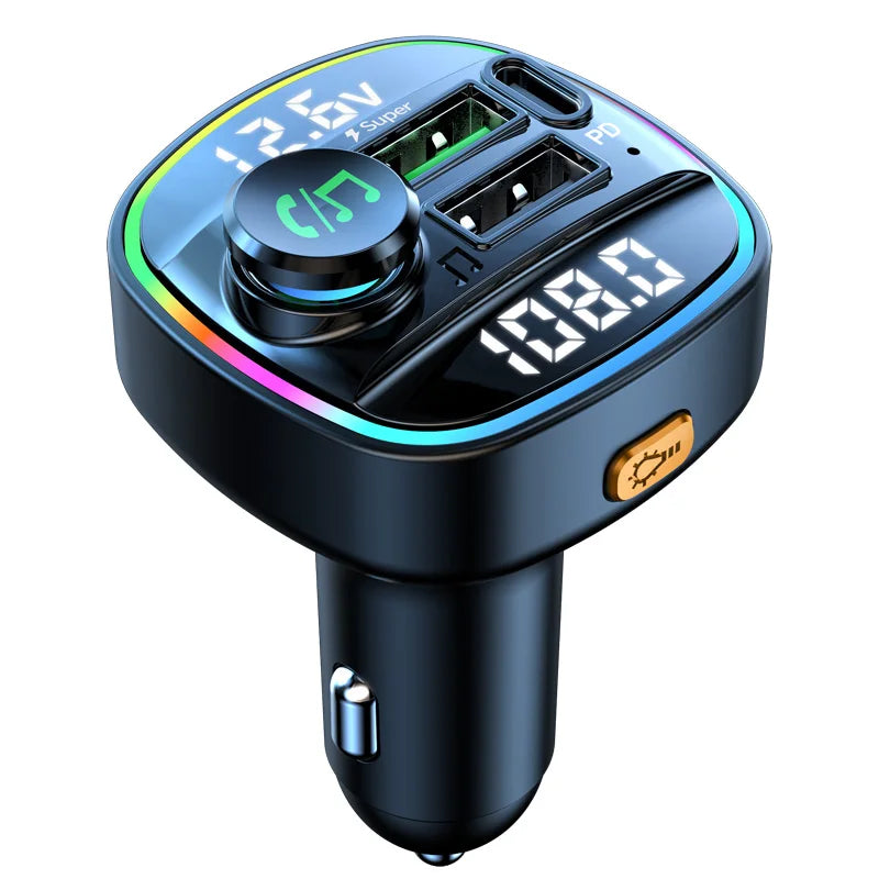 Bluetooth 5.0 FM Transmitter and Handsfree Car Radio Modulator with MP3 Player and 22.5W USB Quick Charge Adapter