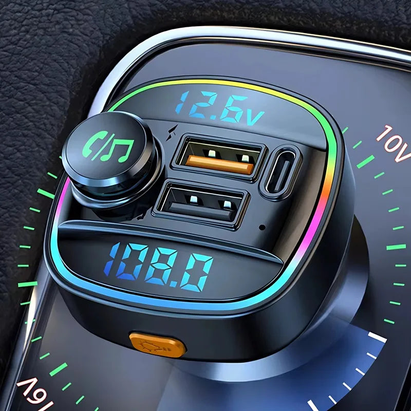 Bluetooth 5.0 FM Transmitter and Handsfree Car Radio Modulator with MP3 Player and 22.5W USB Quick Charge Adapter
