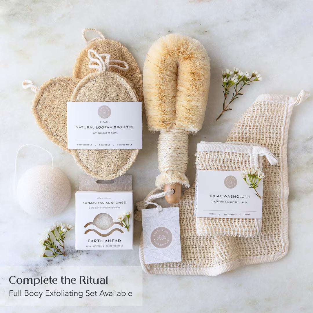 Exfoliating Dry Brush with Handle | Eco-Friendly, Vegan Dry Body Brush for Lymphatic Drainage before Shower
