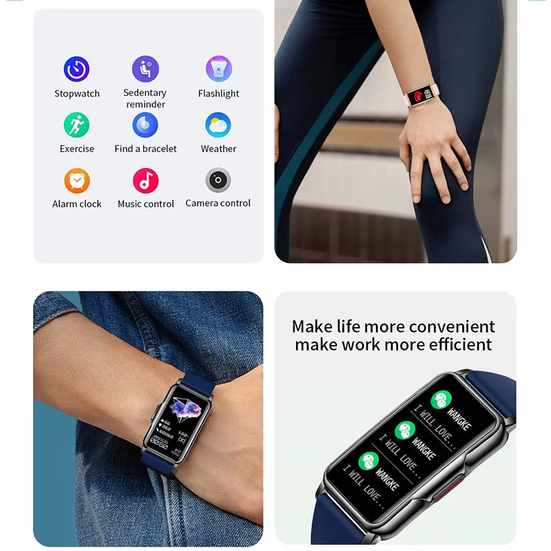 For Android IOS Smart Bracelet Women Smartwatch Men Heart Rate Blood Oxygen Waterproof Sport Smart Band Watch for Ladies +Gift