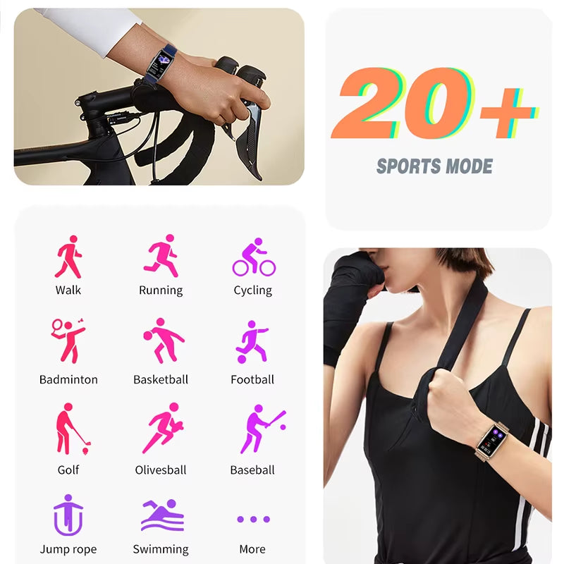 For Android IOS Smart Bracelet Women Smartwatch Men Heart Rate Blood Oxygen Waterproof Sport Smart Band Watch for Ladies +Gift
