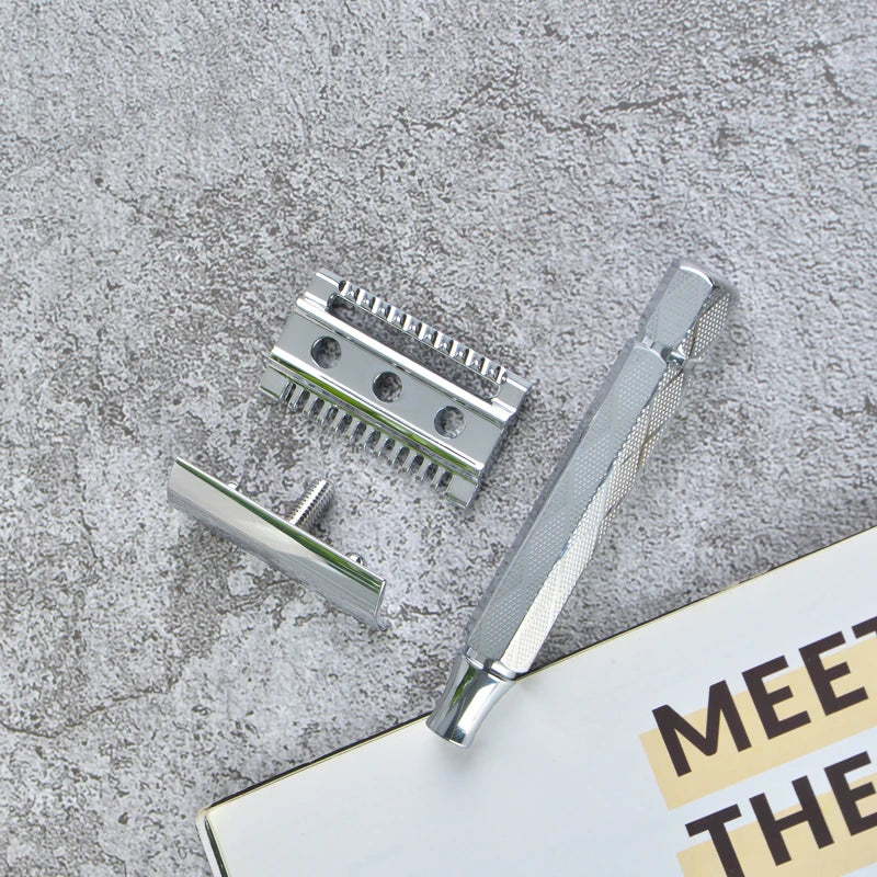 YAQI 12Mm Chrome Color Hexahedral Aluminum Handle Mens Shaving Safety Razor