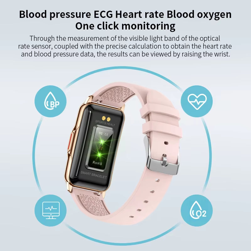 For Android IOS Smart Bracelet Women Smartwatch Men Heart Rate Blood Oxygen Waterproof Sport Smart Band Watch for Ladies +Gift