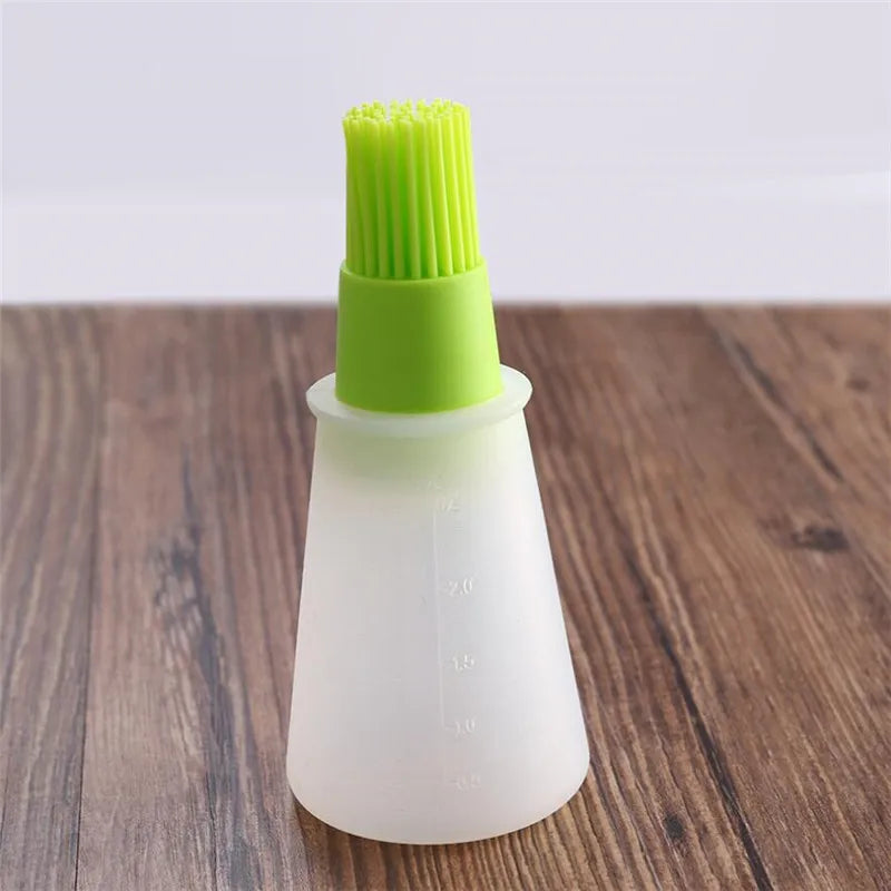 1 Pcs Portable Silicone Oil Bottle with Brush Grill Oil Brushes Liquid Oil Pastry Kitchen Baking BBQ Tool Kitchen Tools for BBQ